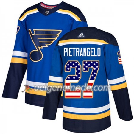 Herren Eishockey St. Louis Blues Trikot Alex Pietrangelo 27 Adidas 2017-2018 Blue USA Flag Fashion Authentic
